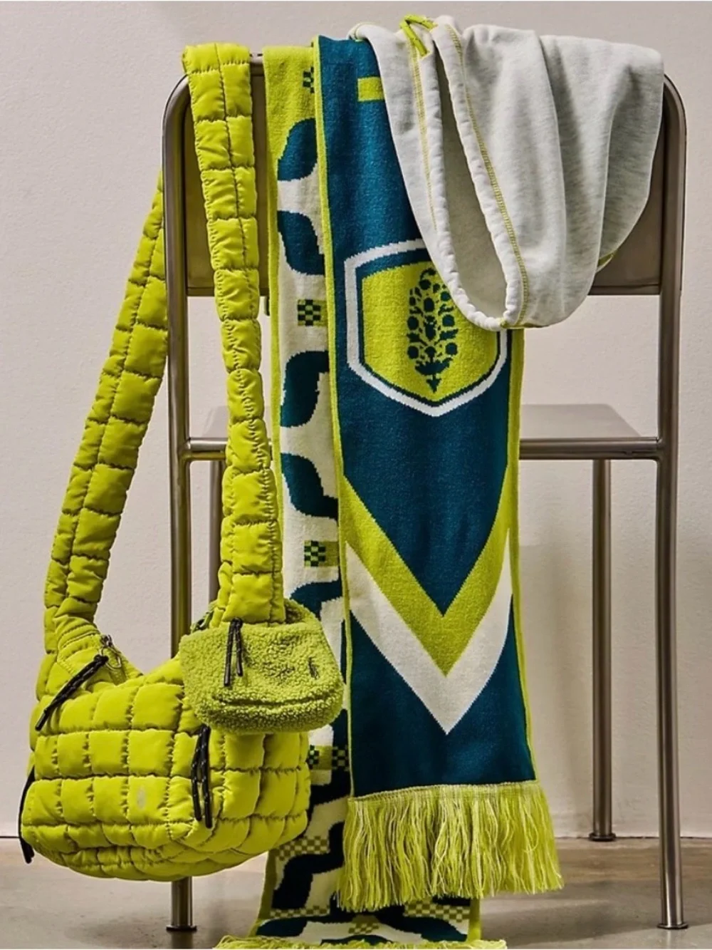 Free People Big League Reversible Scarf. NWT. Honeydew